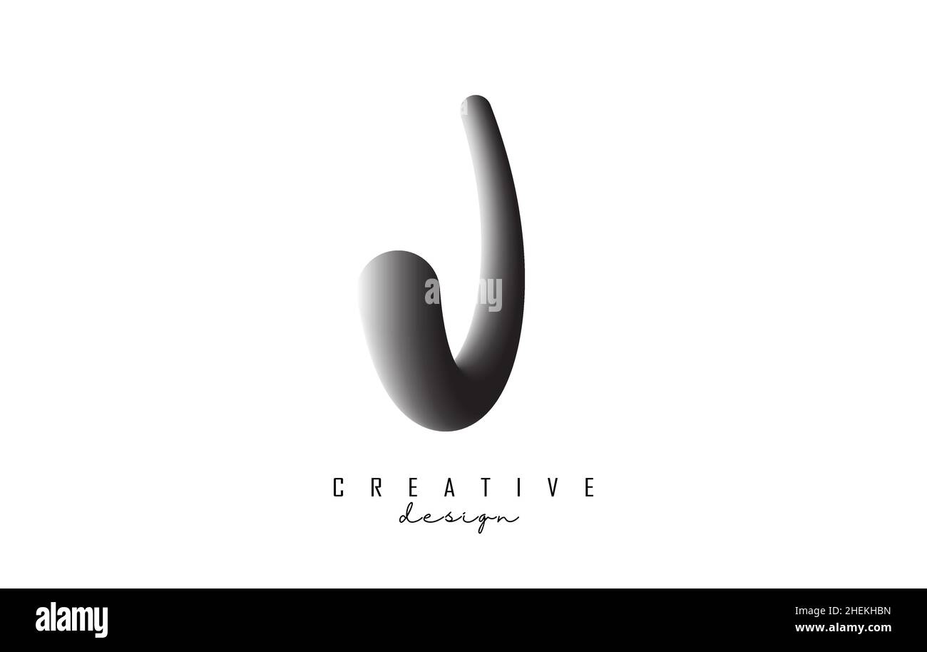 Letter J logo with grey gradient 3D effect. Creative vector ...