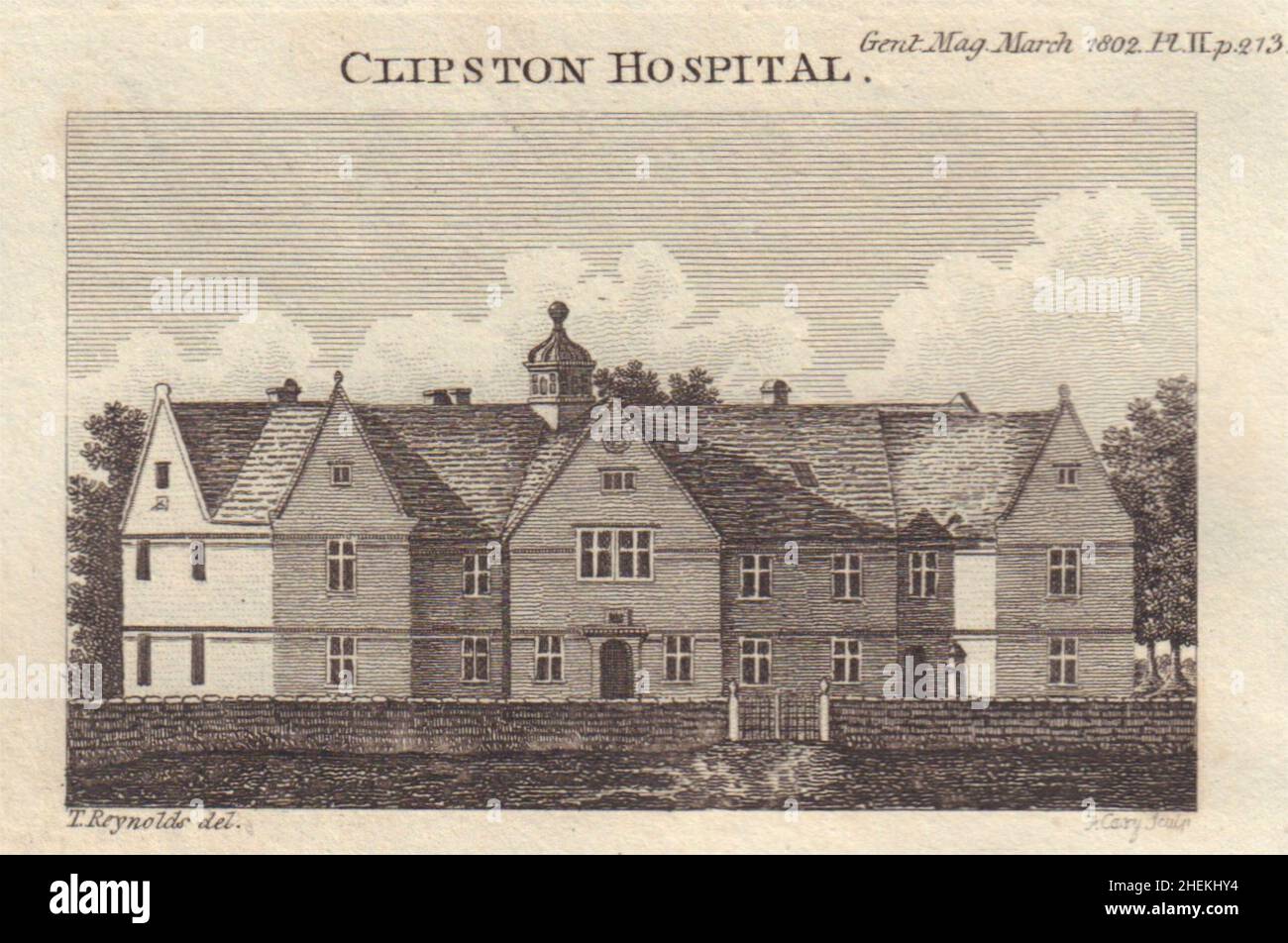 Clipston Hospital now Clipston Primary School, Northamptonshire. SMALL 1802 Stock Photo
