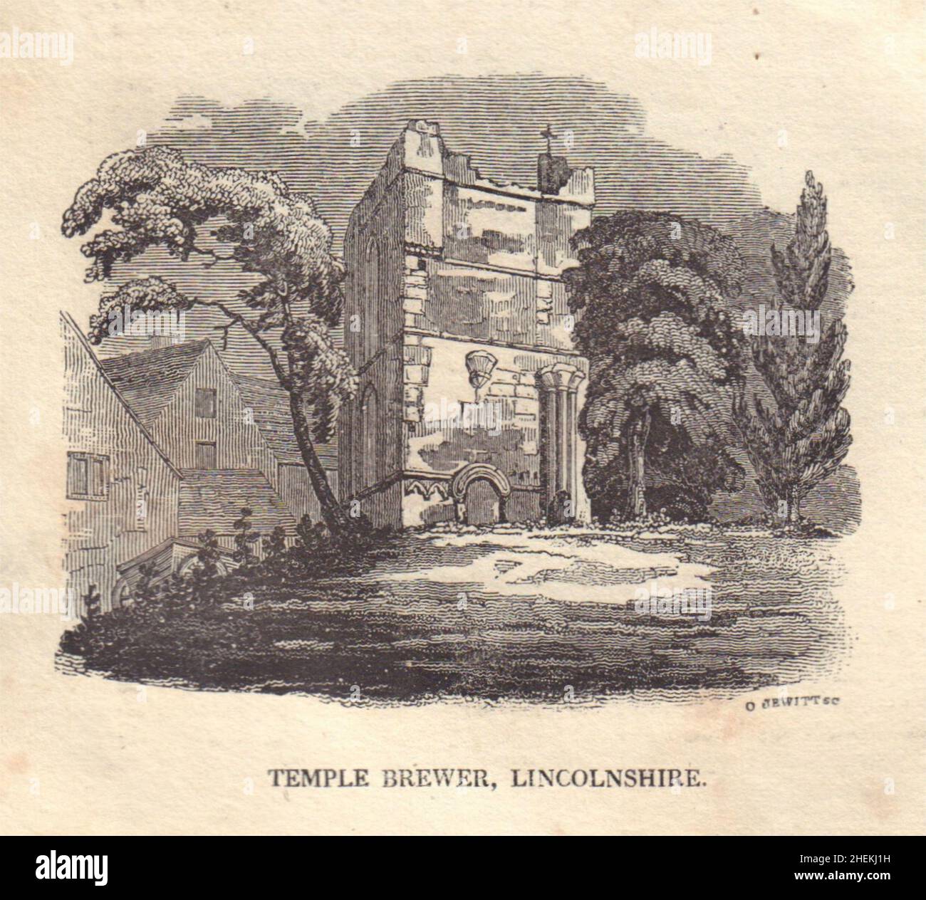Temple Bruer Knights Templar Preceptory, North Kesteven Lincolnshire. SMALL 1826 Stock Photo