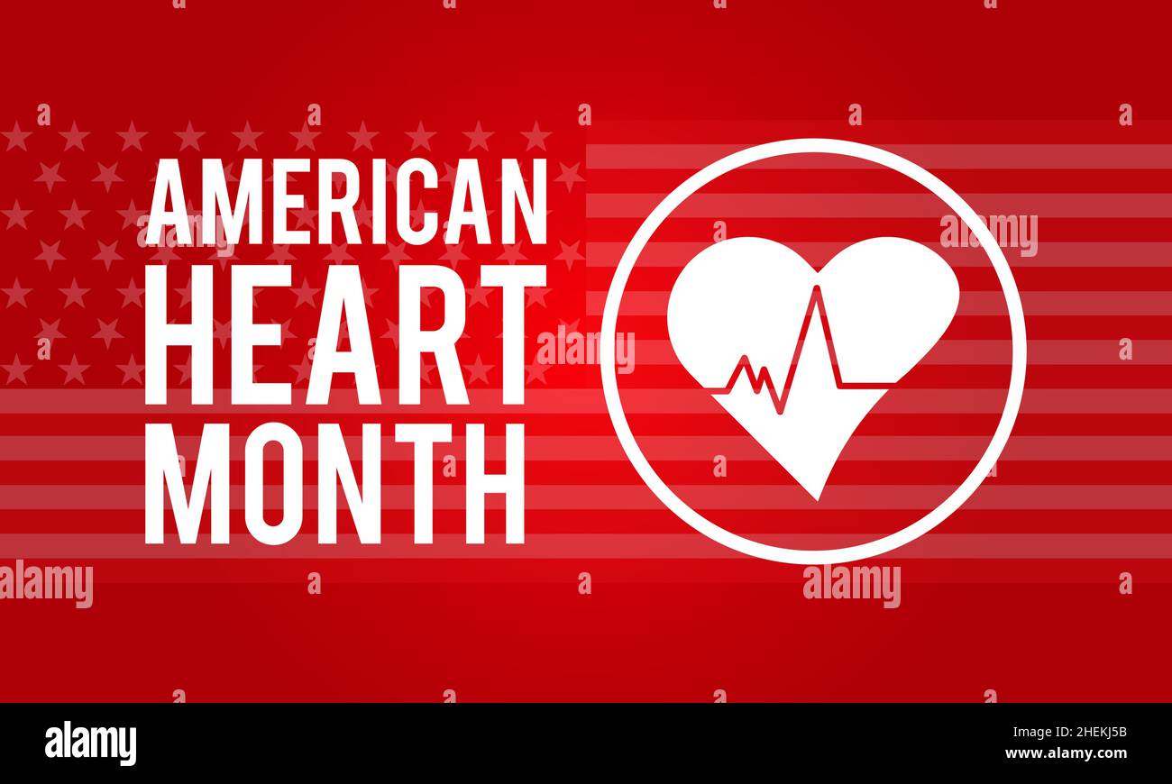 American Heart Month in February. Vector template Design for banner, card, poster, background