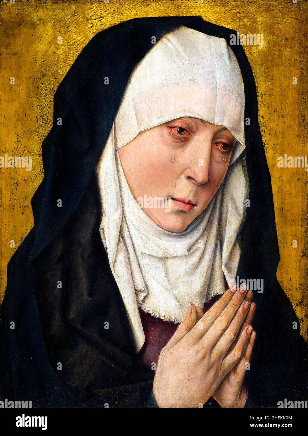 Mater Dolorosa (Sorrowful Virgin) by the workshop of the early Netherlandish painter, Dieric Bouts (c. 1415-1475), oil on panel, c. 1480-1500 Stock Photo