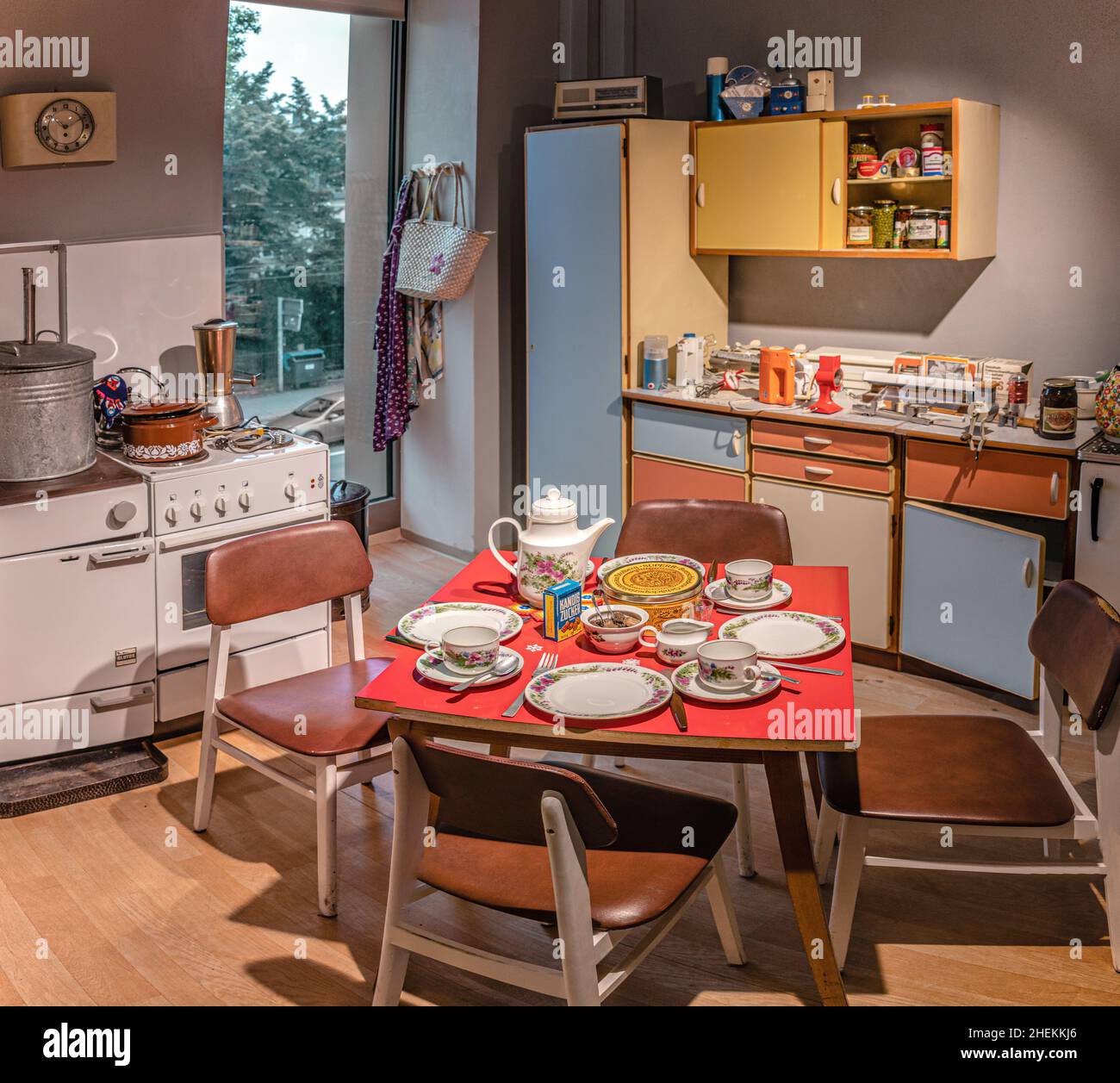 Typical DDR kitchen furnishing in the DDR Museum in Dresden, Saxony, Germany Stock Photo