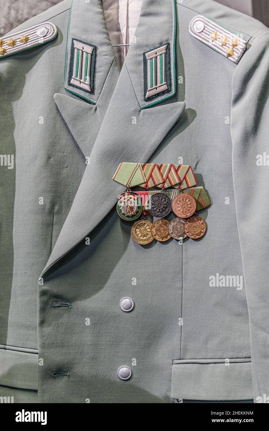 East German 4Star general uniform with badges at the 'Die Welt der DDR' Museum Dresden, Germany Stock Photo