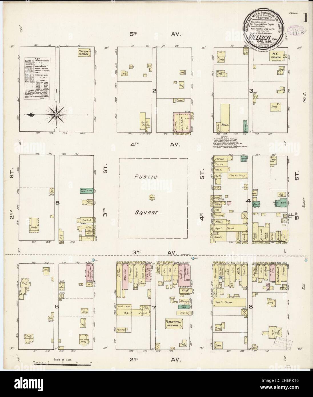 Sanborn Fire Insurance Map from Villisca, Montgomery County, Iowa. Stock Photo