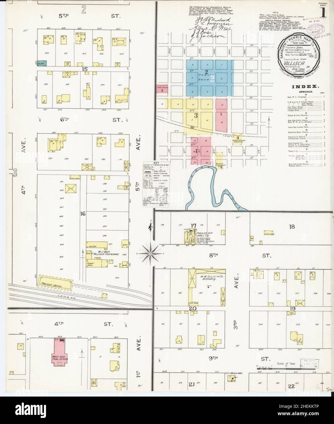 Sanborn Fire Insurance Map from Villisca, Montgomery County, Iowa. Stock Photo