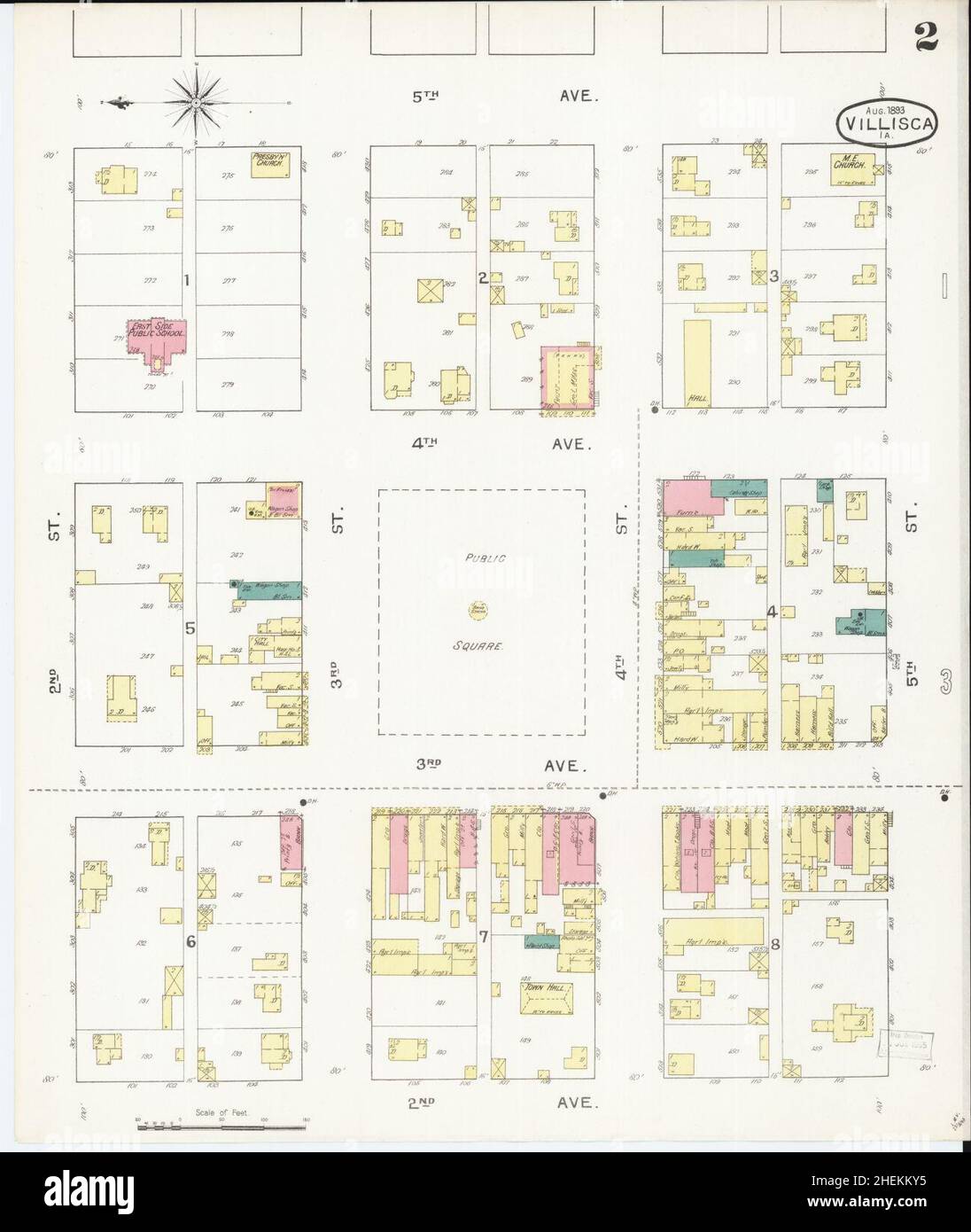 Sanborn Fire Insurance Map from Villisca, Montgomery County, Iowa. Stock Photo