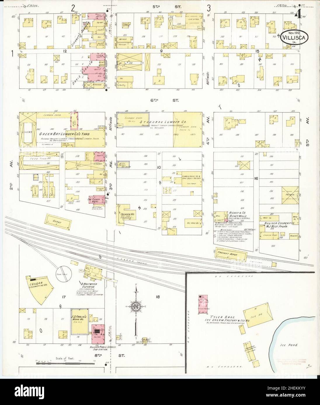 Sanborn Fire Insurance Map from Villisca, Montgomery County, Iowa Stock