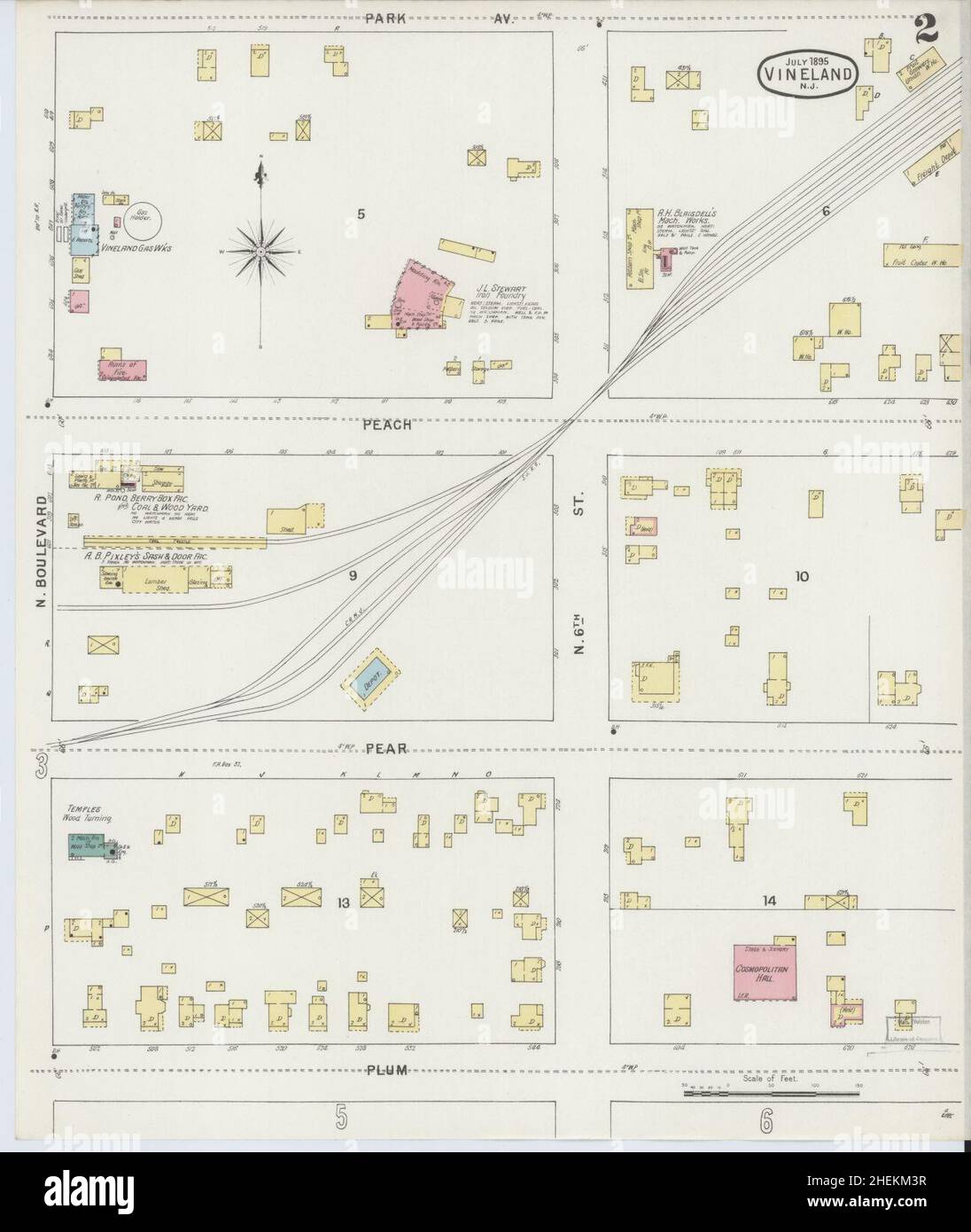 Sanborn Fire Insurance Map from Vineland, Cumberland County, New Jersey. Stock Photo