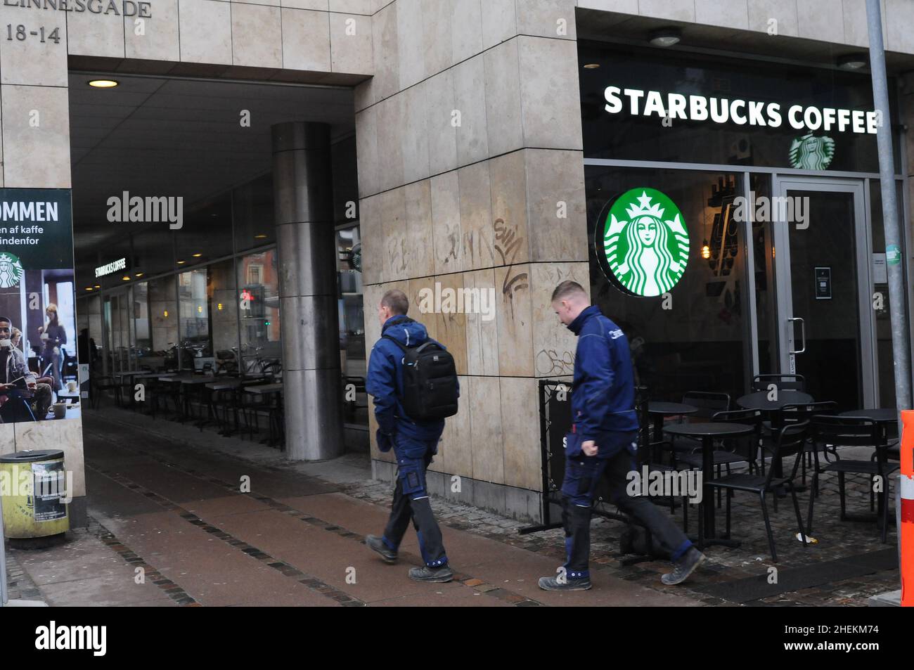 Copenhagen/Denmark./11 Januaryr 2022/ Seattle chain starbucks coffee cafe in danish capital