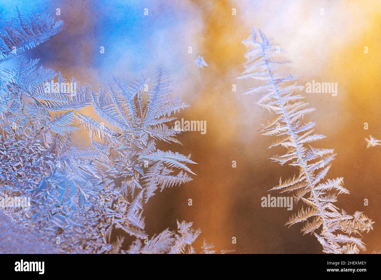 Frost on a window pane. Stock Photo
