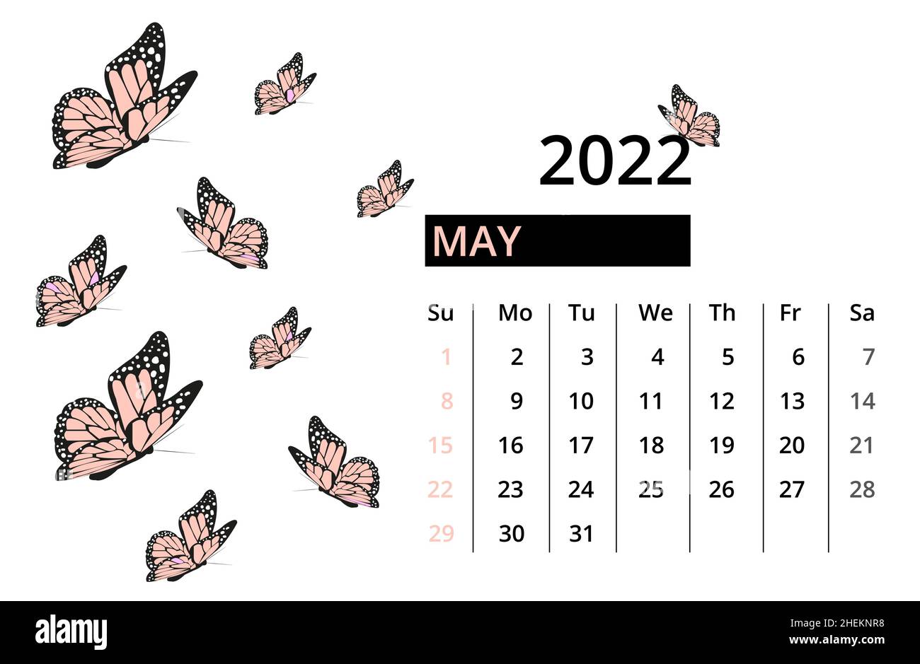 Lịch bàn tháng 5 năm 2022 với bướm tạo cảm giác thanh bình, tĩnh lặng và vô cùng dễ chịu. Với hình ảnh bướm đầy màu sắc điểm tô, lịch tháng này không chỉ giúp bạn hạn chế stress, mà còn giúp bạn tập trung hơn vào công việc đấy!
