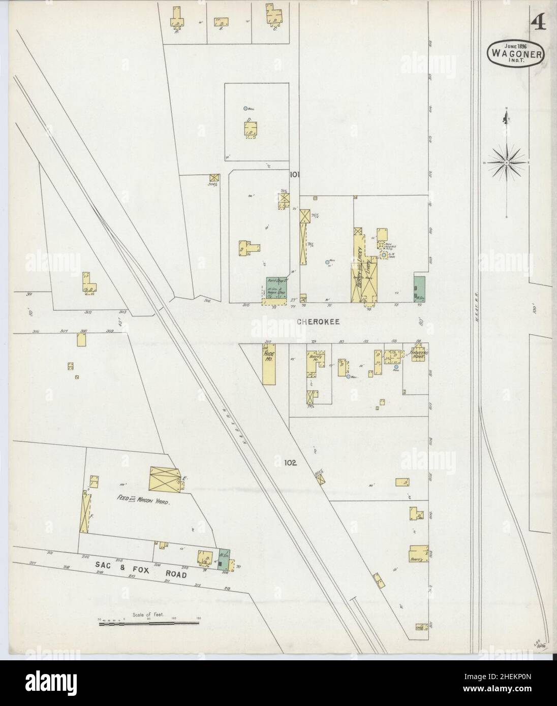 Sanborn Fire Insurance Map from Wagoner, Wagoner County, Oklahoma. Stock Photo