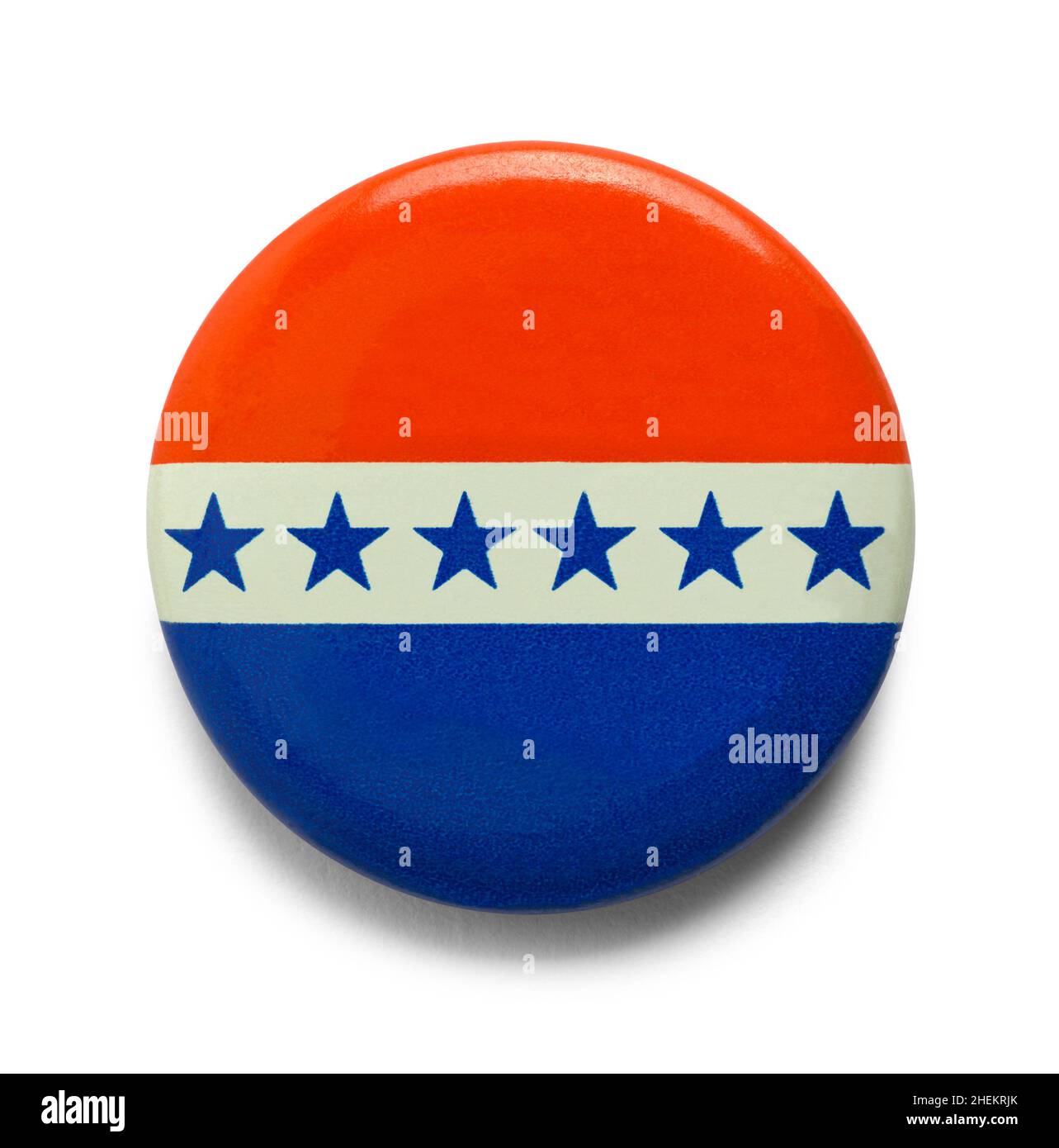 Vintage Campaign Election Button Cut Out on White. Stock Photo