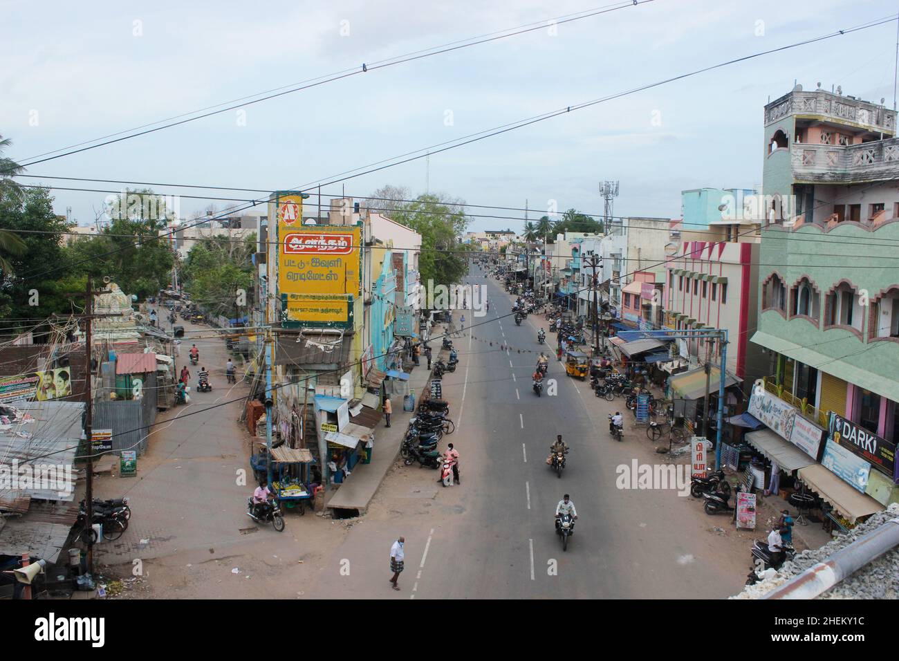 View of Indian Town street in Tamilnadu Stock Photo - Alamy