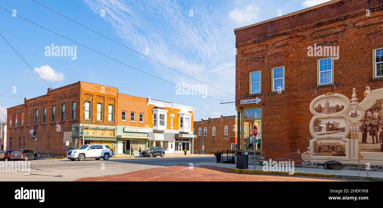 LaGrange, Indiana, USA August 21, 2021 The business district on