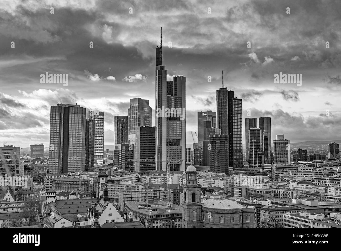 Frankfurt business district Black and White Stock Photos & Images - Alamy