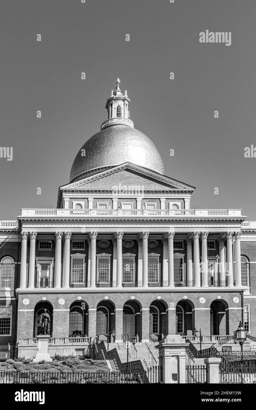 famous state capitol in Boston, Massachusetts, USA Stock Photo