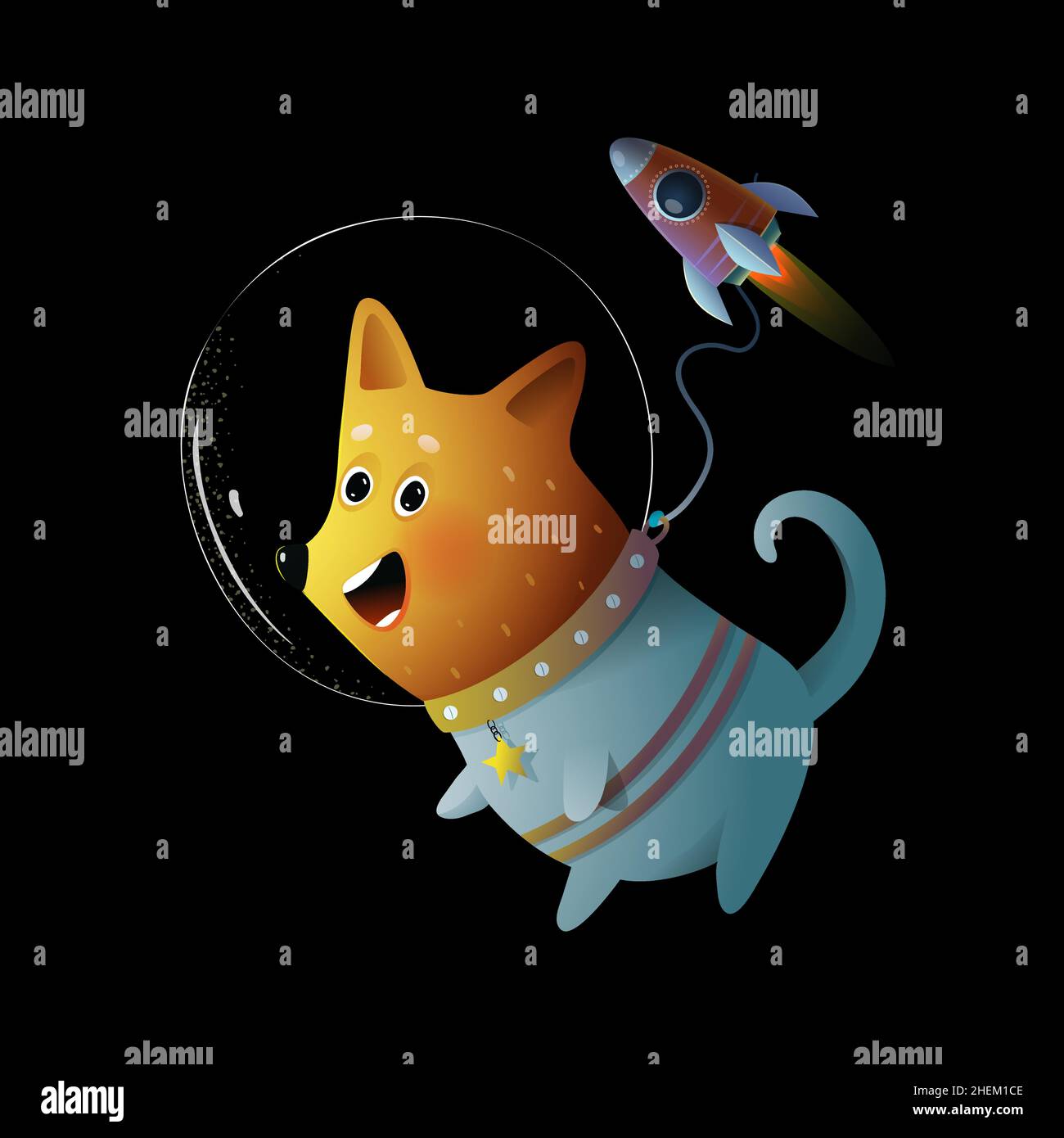 Cosmonaut space dog funny cartoon kids character Stock Vector Image & Art -  Alamy