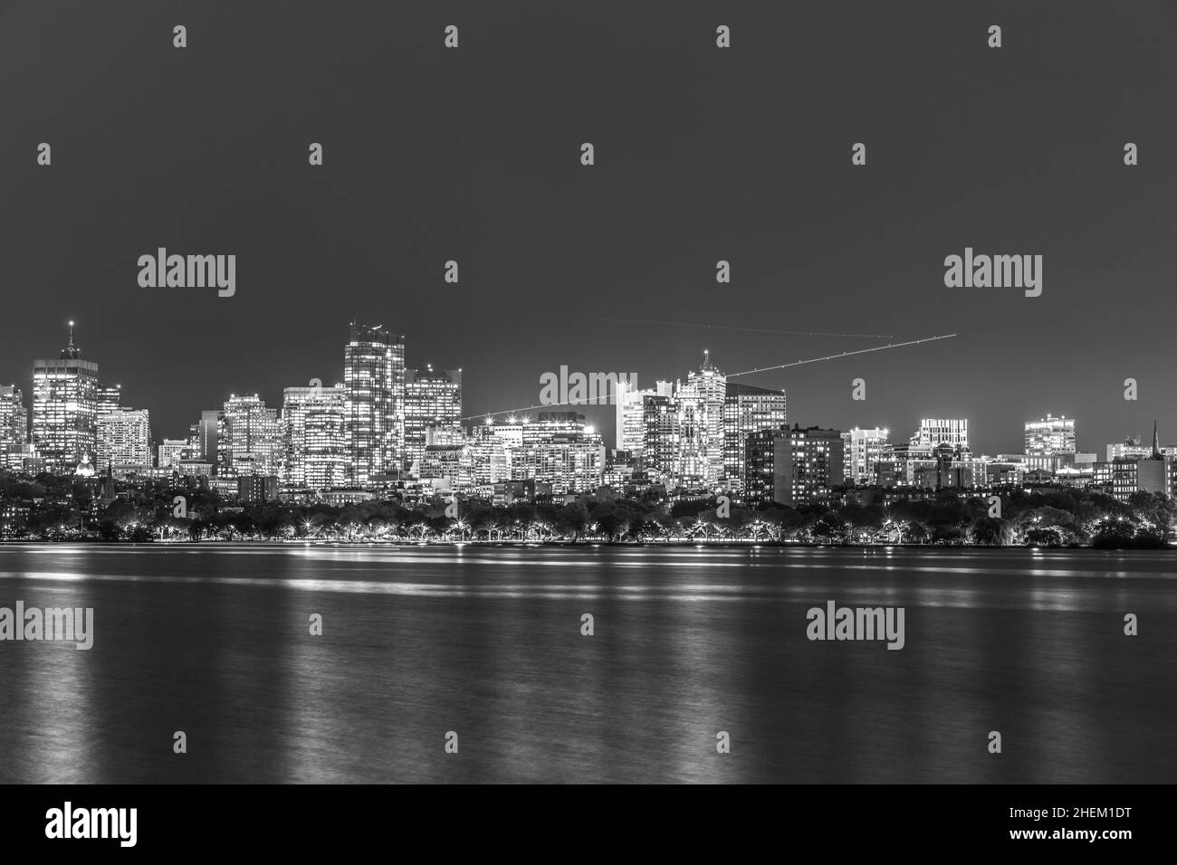 famous skyline of Boston, USA by night Stock Photo Alamy