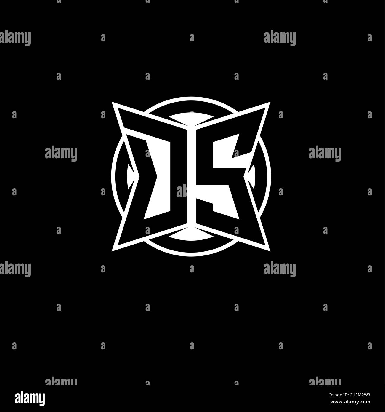 DS Monogram logo letter with simple modern shape style design. Circle ...