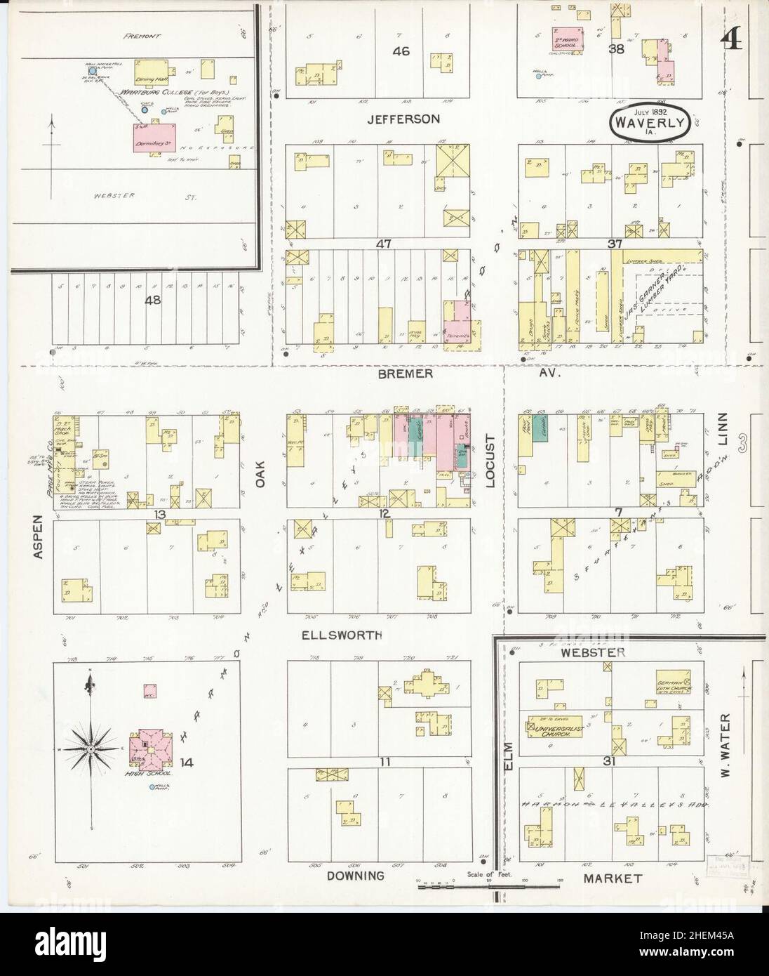 Sanborn Fire Insurance Map from Waverly, Bremer County, Iowa Stock