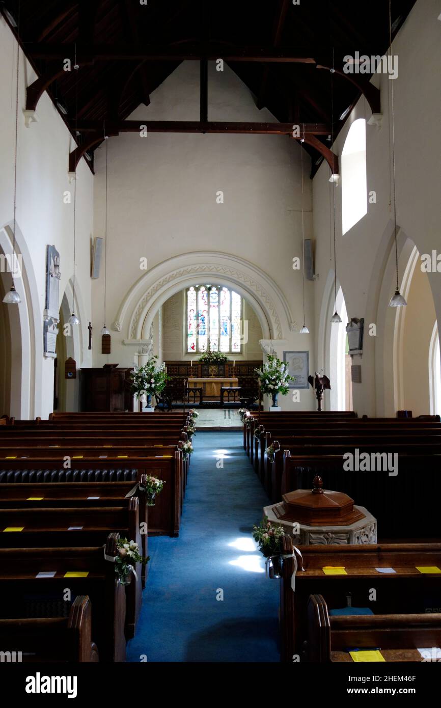 The interior of St Mary's Church, East Knoyle Stock Photo