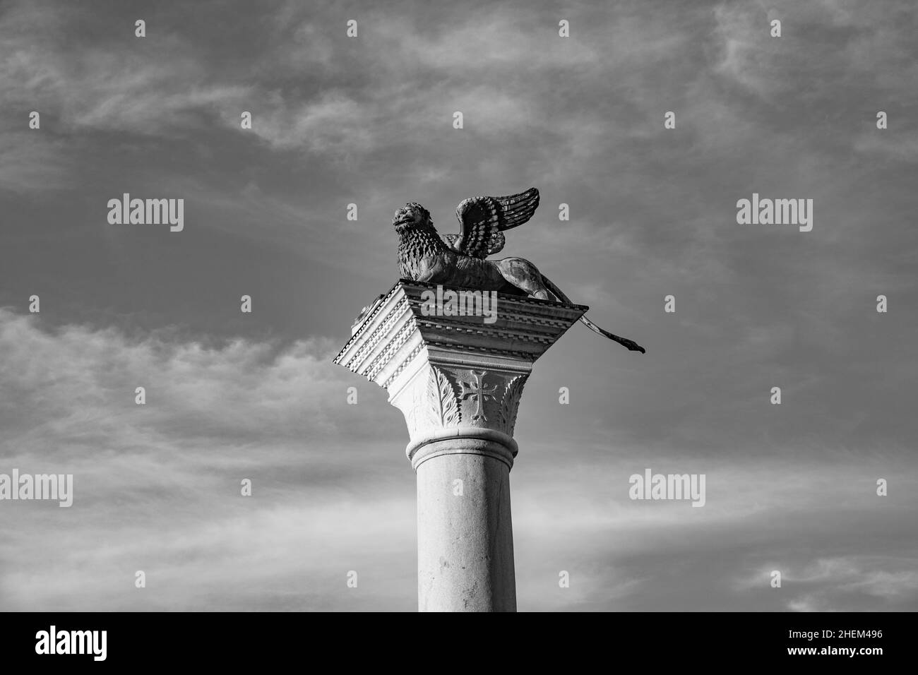 view to the lion of venice at St. Mark's square in Venice, Italy Stock Photo