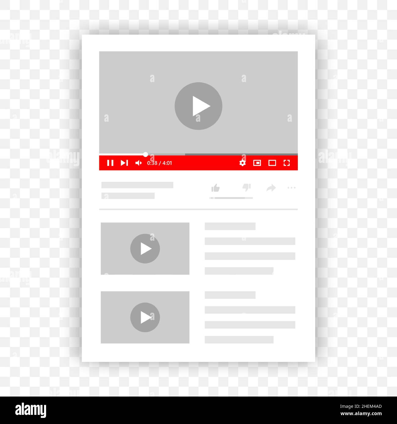 Multimedia player application template. Popular video player elements ...