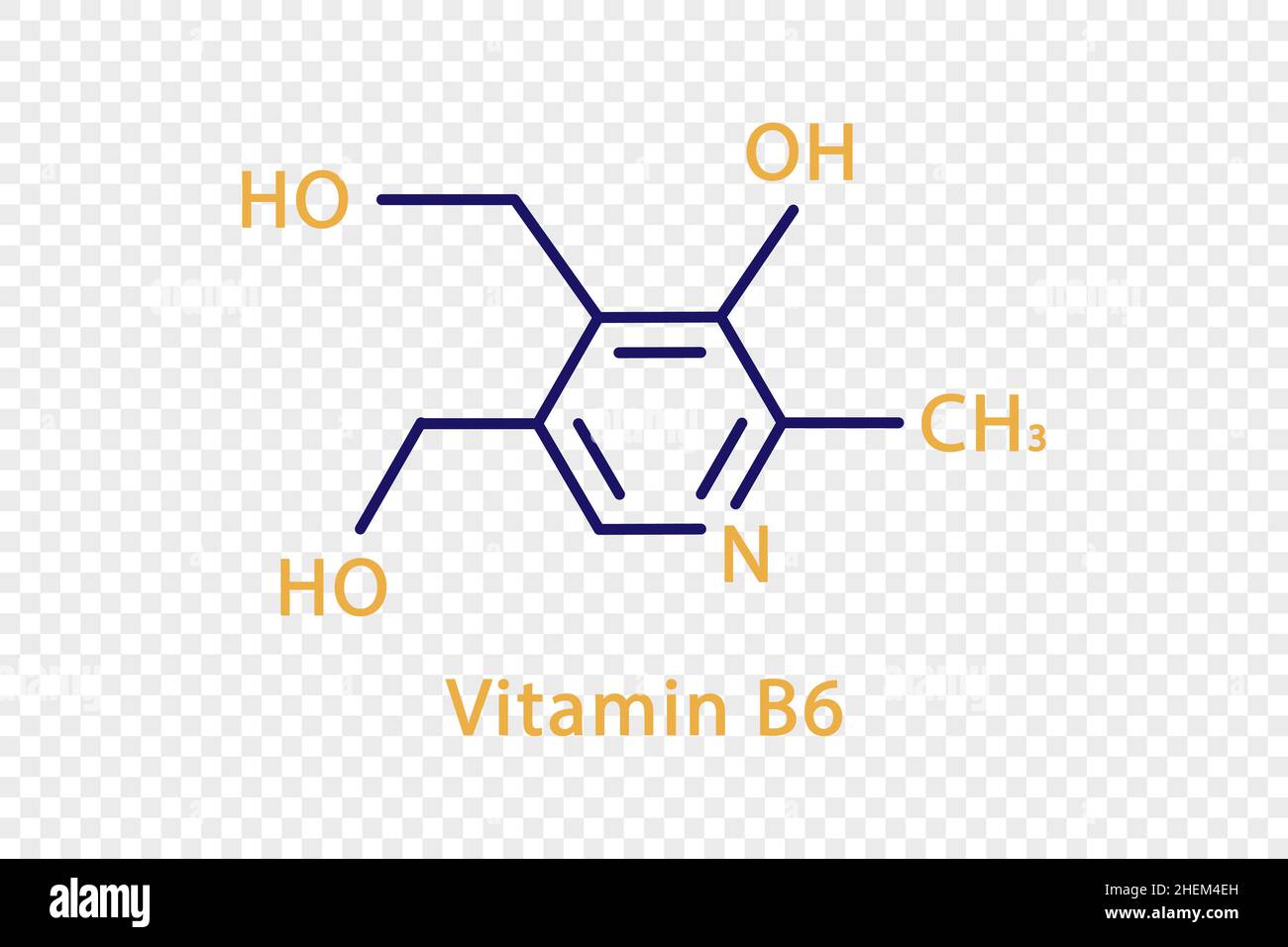 Vitamin B6 chemical formula. Vitamin B6 structural chemical formula
