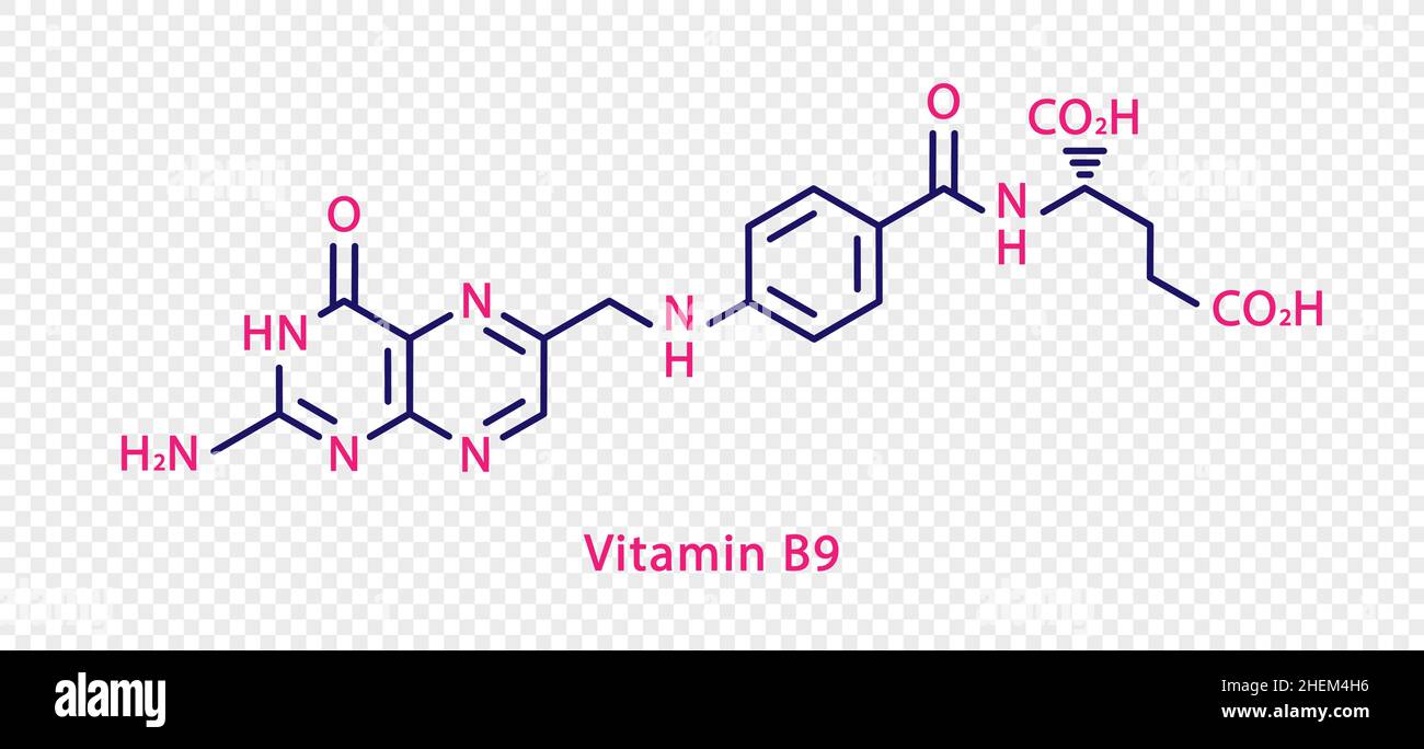 Vitamin B9 chemical formula. Vitamin B9 structural chemical formula ...