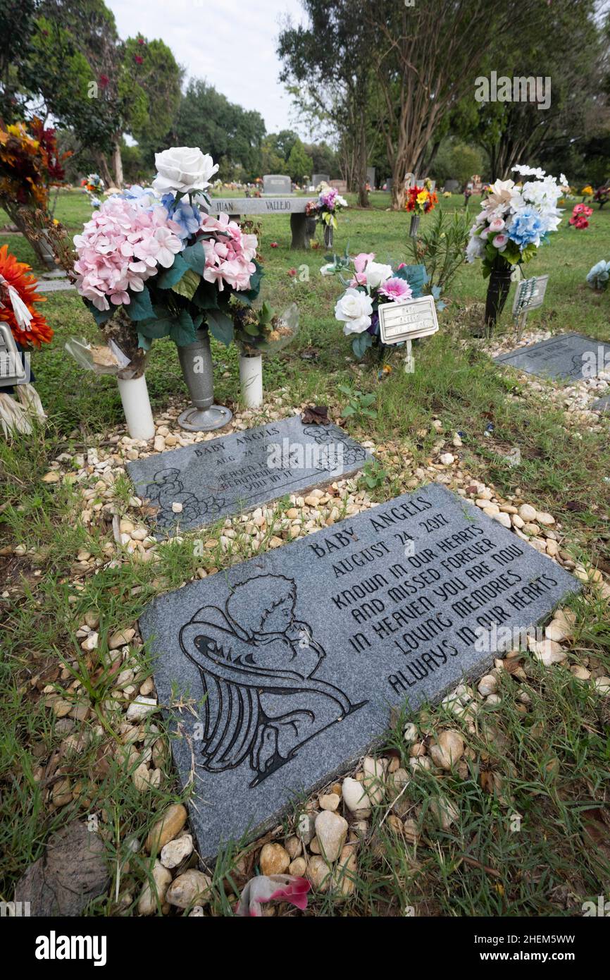 Austin Texas USA, October 21 2021 The grave sites of "Baby Angels" in