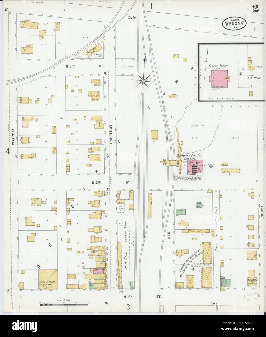 Sanborn Fire Insurance Map from Wenona, Marshall County, Illinois Stock