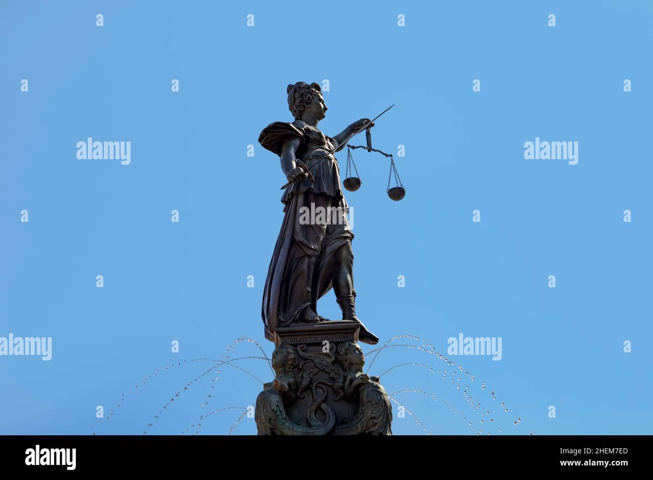Lady justice at the Roemer in Frankfurt am Main symbolizes Justice with ...