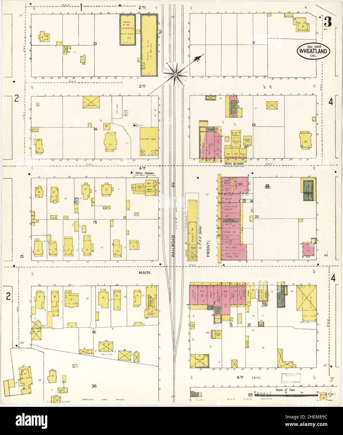 Map of wheatland hi res stock photography - Sanborn Fire Insurance Map From Wheatland Yuba County California 2HEM89C