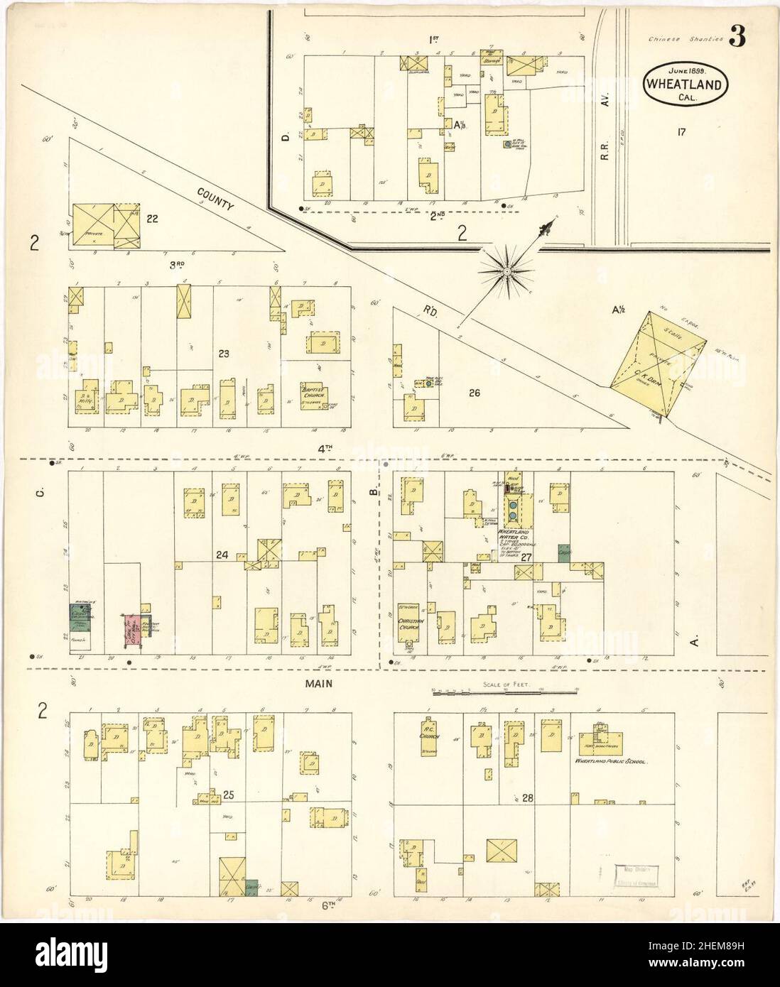 Map of wheatland hi res stock photography - Sanborn Fire Insurance Map From Wheatland Yuba County California 2HEM89H