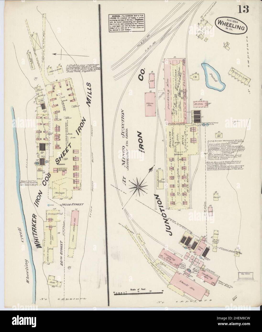 Sanborn Fire Insurance Map from Wheeling, Ohio County, West Virginia. Stock Photo