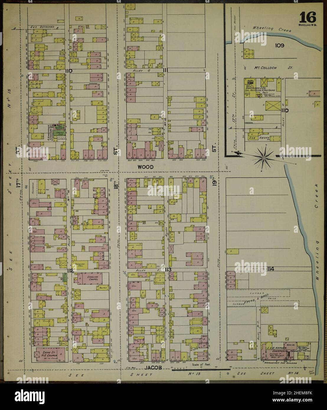 Sanborn Fire Insurance Map from Wheeling, Ohio County, West Virginia. Stock Photo