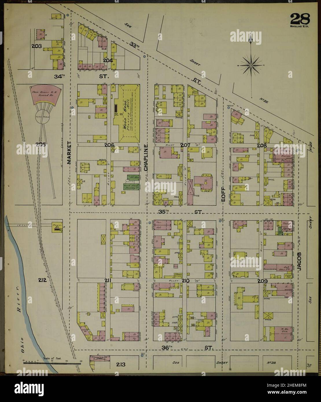 Sanborn Fire Insurance Map from Wheeling, Ohio County, West Virginia. Stock Photo