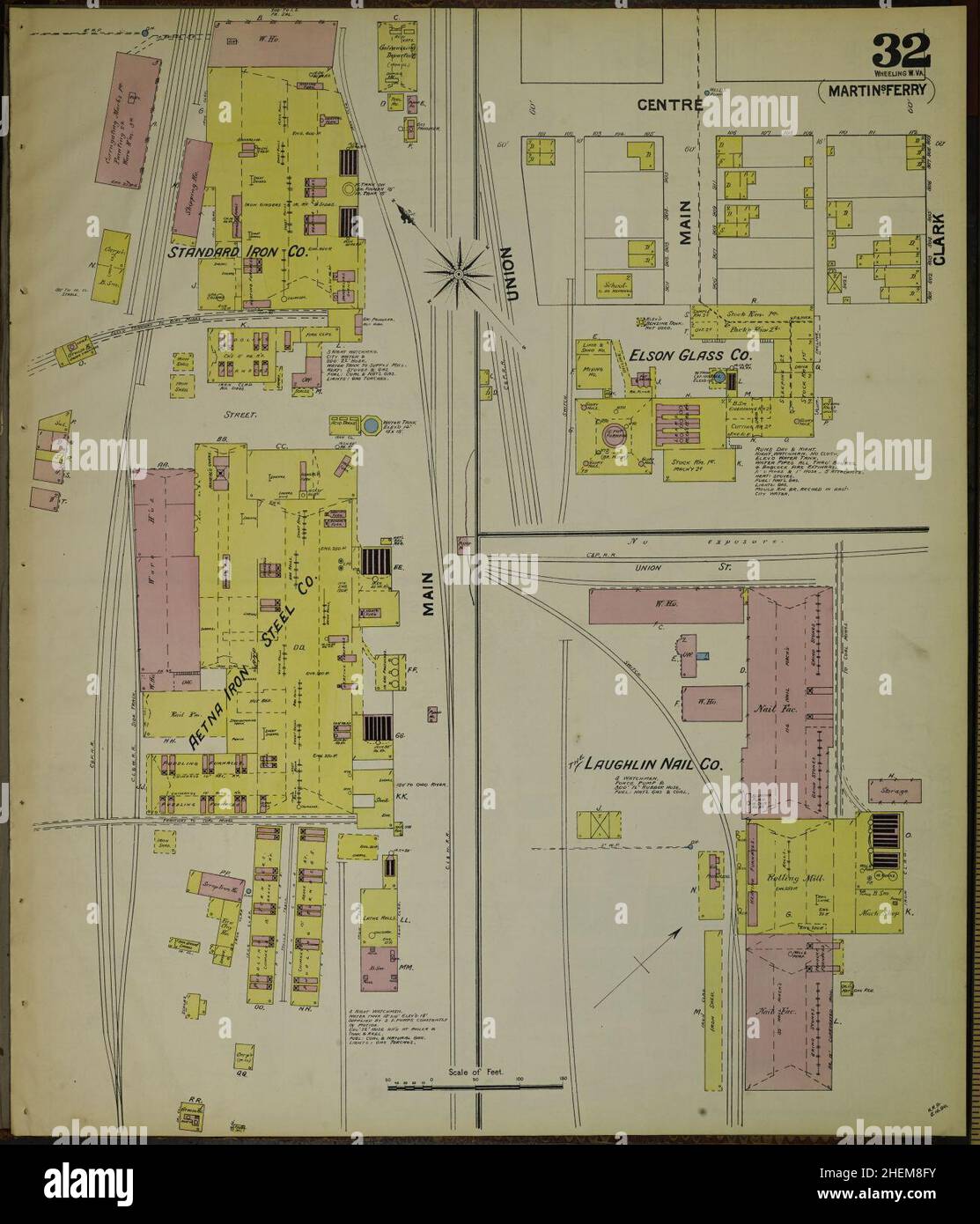 Sanborn Fire Insurance Map from Wheeling, Ohio County, West Virginia. Stock Photo