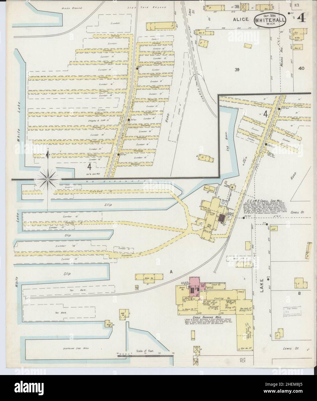 Sanborn Fire Insurance Map from Whitehall, Muskegon County, Michigan. Stock Photo