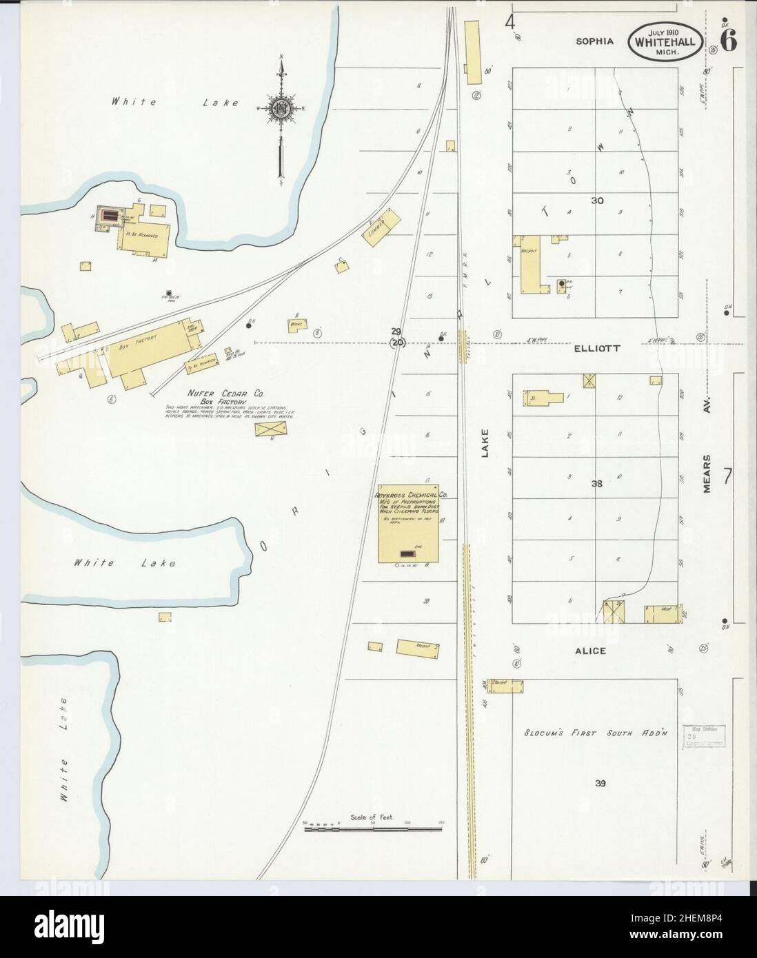 Sanborn Fire Insurance Map from Whitehall, Muskegon County, Michigan. Stock Photo