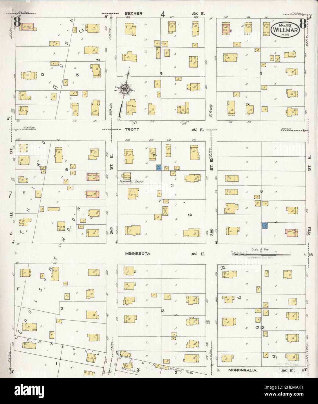 Sanborn Fire Insurance Map from Willmar, Kandiyohi County, Minnesota. Stock Photo