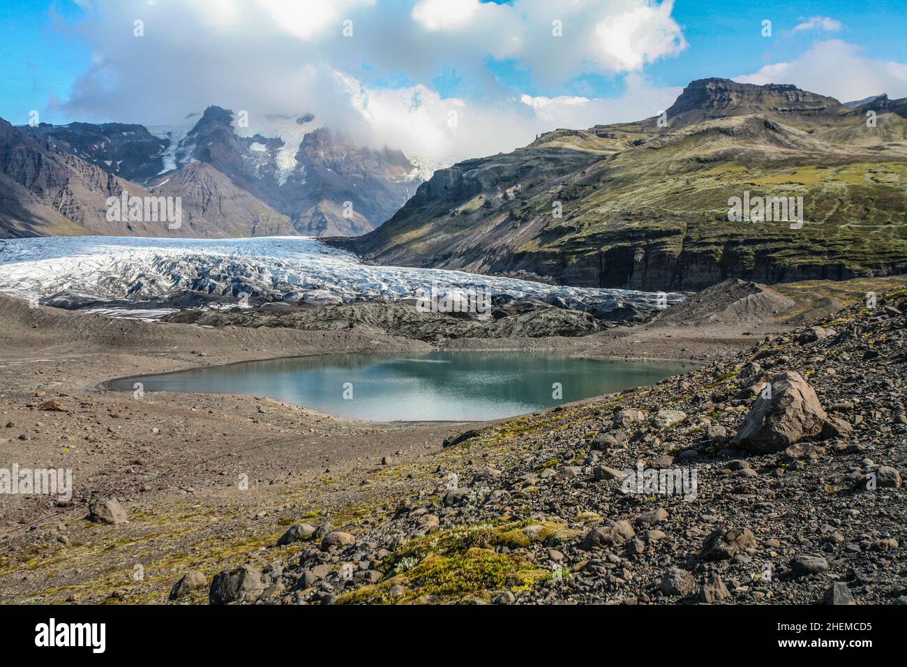 Svinafellsjökull - the main geomorphological features of the Svinafells Glacier in Iceland in August 2008 Stock Photo