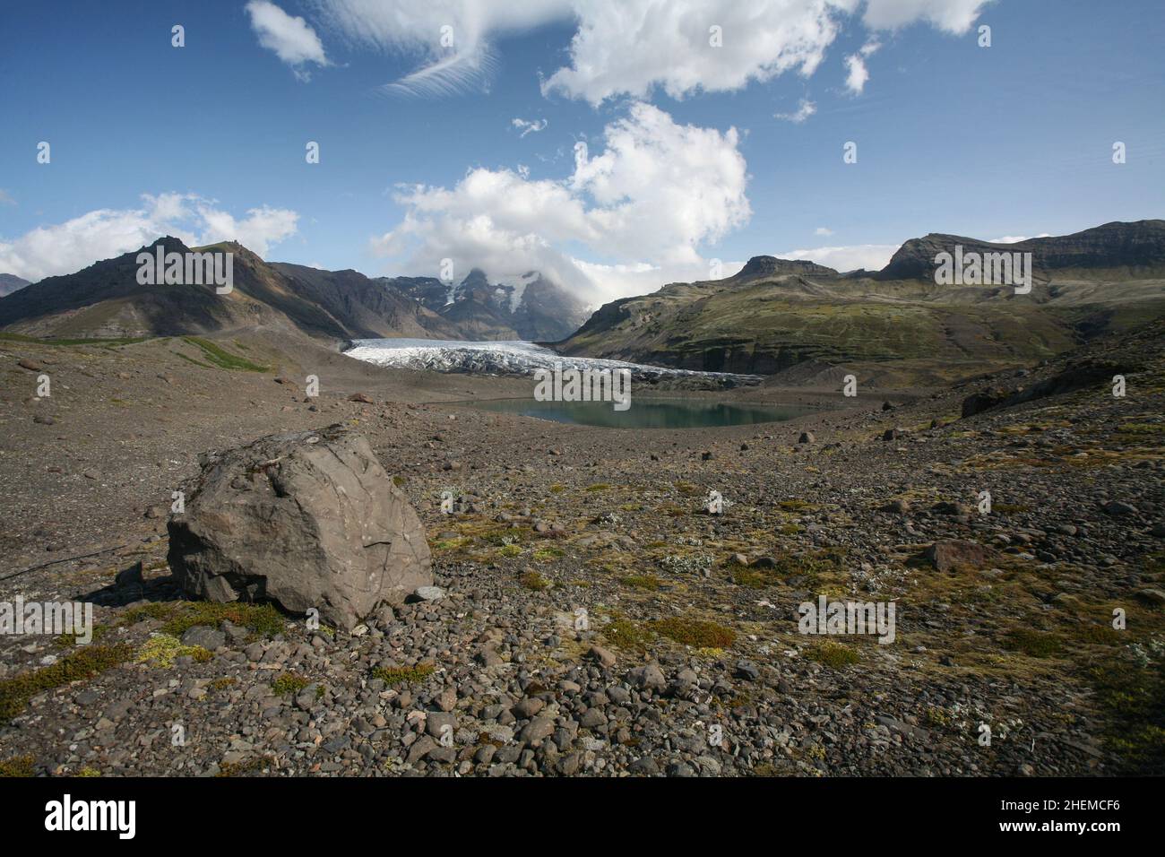 Svinafellsjökull - the main geomorphological features of the Svinafells Glacier in Iceland in August 2008 Stock Photo