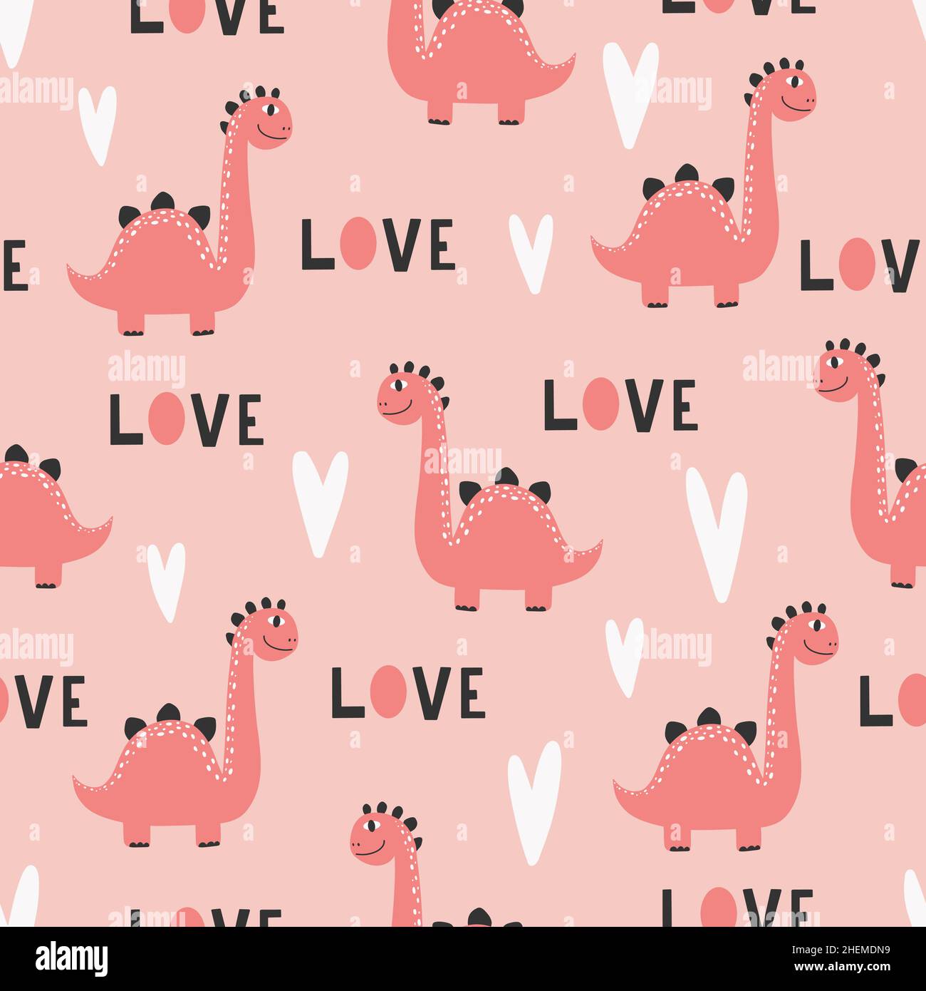 Cute dinosaur pattern - hand drawn childish dinosaur seamless pattern ...