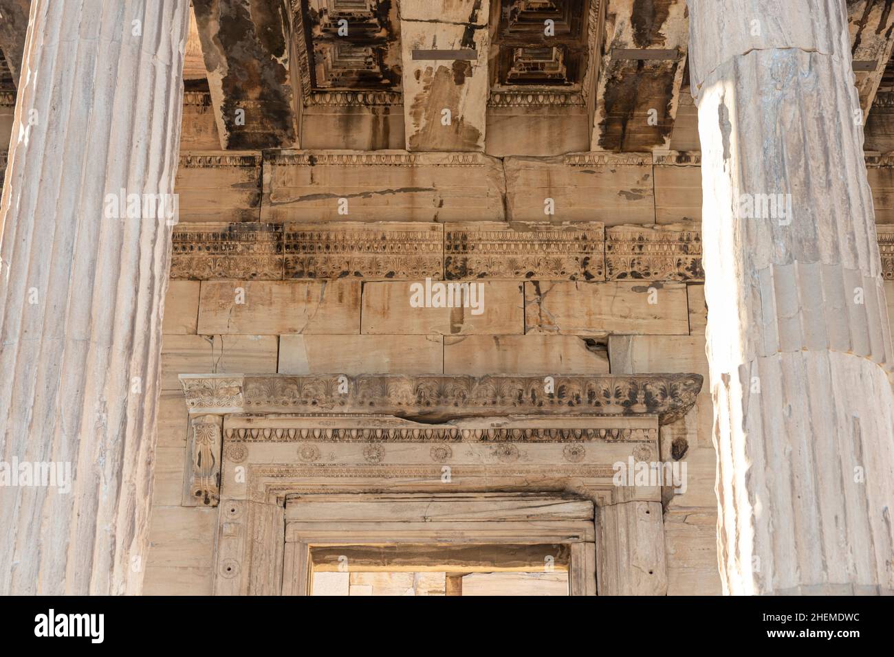 Athens, Greece. The Erechtheion, or Temple of Athena Polias, an ancient Greek Ionic temple-telesterion on the north side of the Acropolis Stock Photo