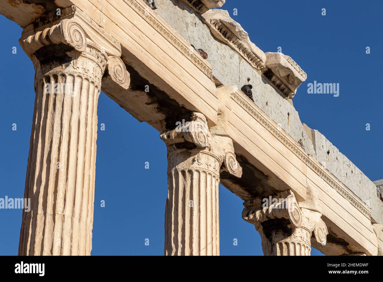 Athens, Greece. The Erechtheion, or Temple of Athena Polias, an ancient Greek Ionic temple-telesterion on the north side of the Acropolis Stock Photo
