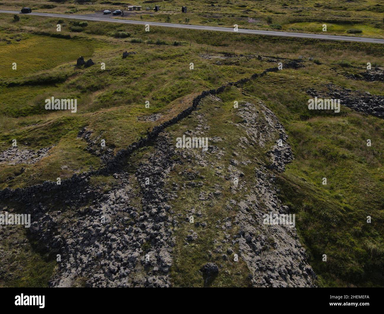 Aerial drone landscape of lava fields Stock Photo - Alamy