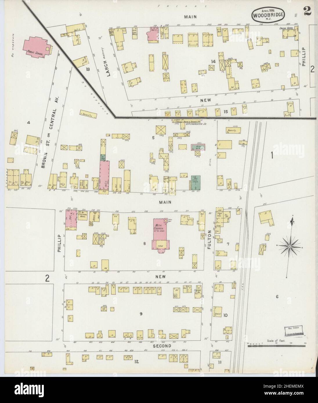 Woodbridge map hi res stock photography - Sanborn Fire Insurance Map From Woodbridge Middlesex County New Jersey 2HEMEMX