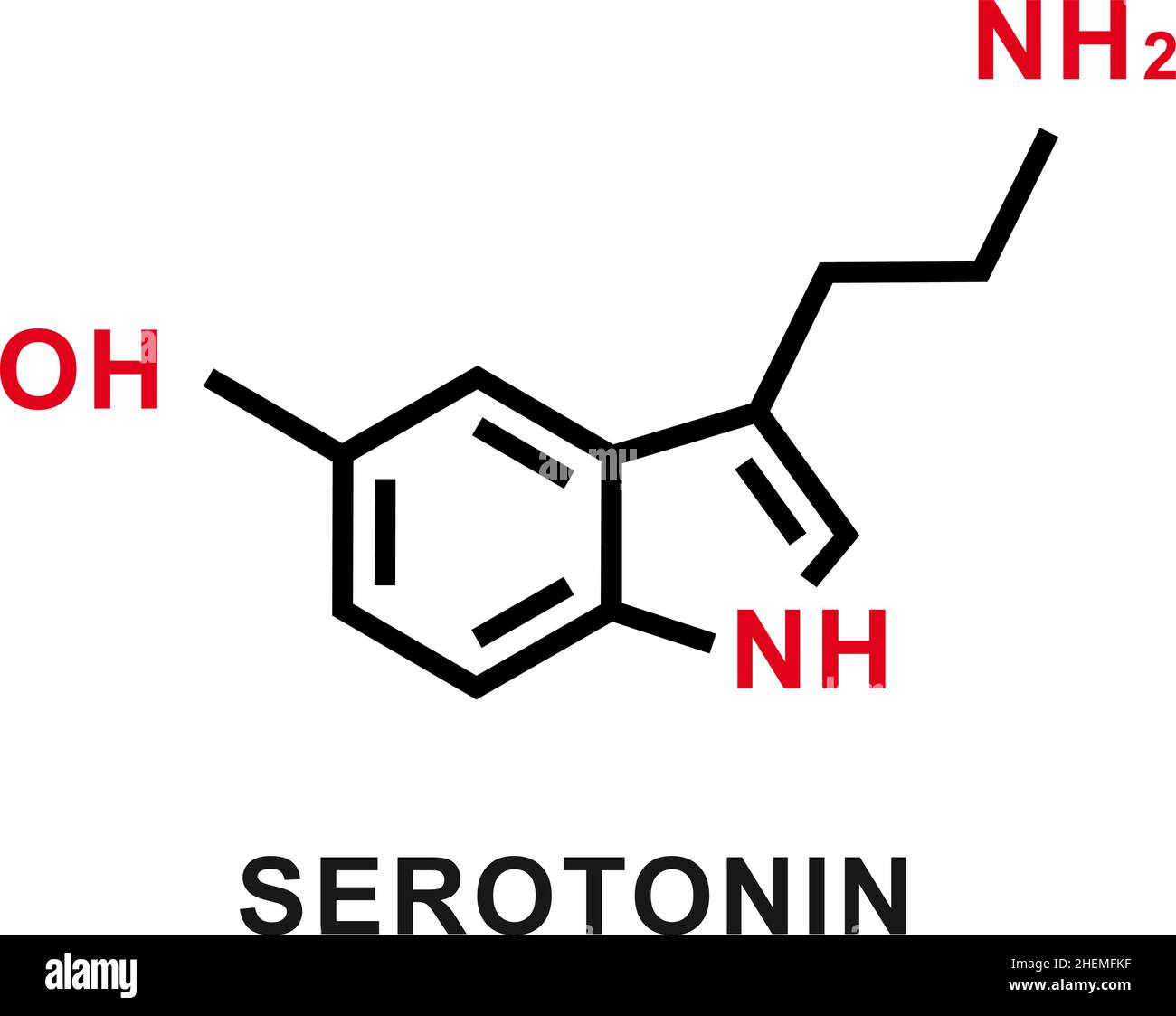 Serotonin chemical formula. Serotonin chemical molecular structure